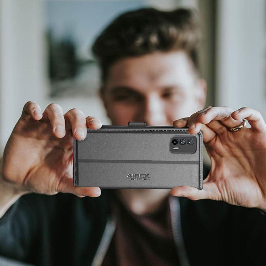 Oppo Reno 8 5G Aibex PU Leather Flip Cover Foldable Stand & Pocket Magnetic Closure - Aibex